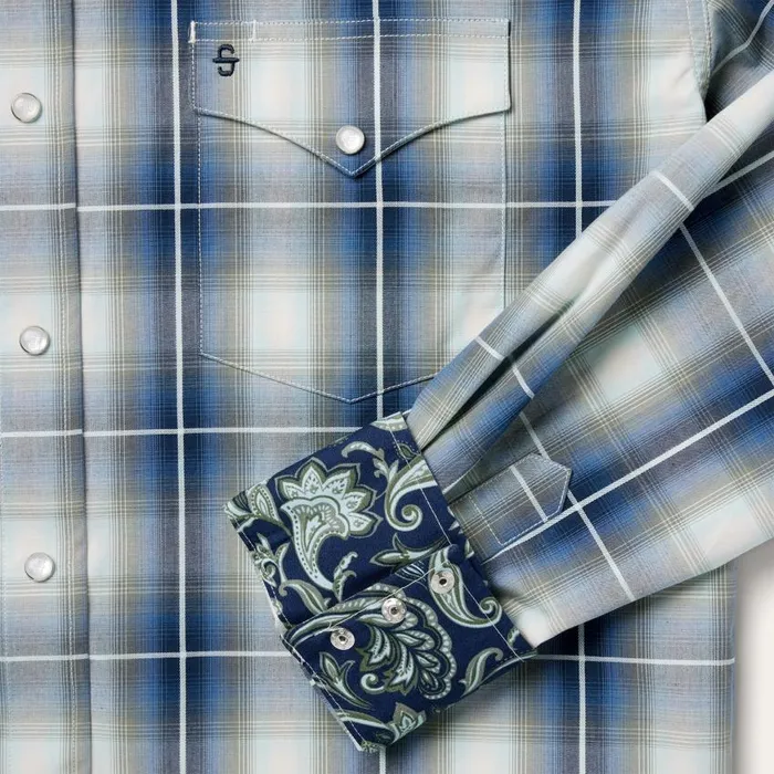 Crystal Plaid Western Shirt Blue Men Stetson Classic Cut