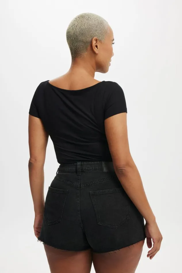 Curvy High Mom Denim Short Graphite Black Women Cotton On Shorts
