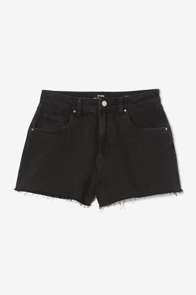 Curvy High Mom Denim Short Graphite Black Women Cotton On Shorts