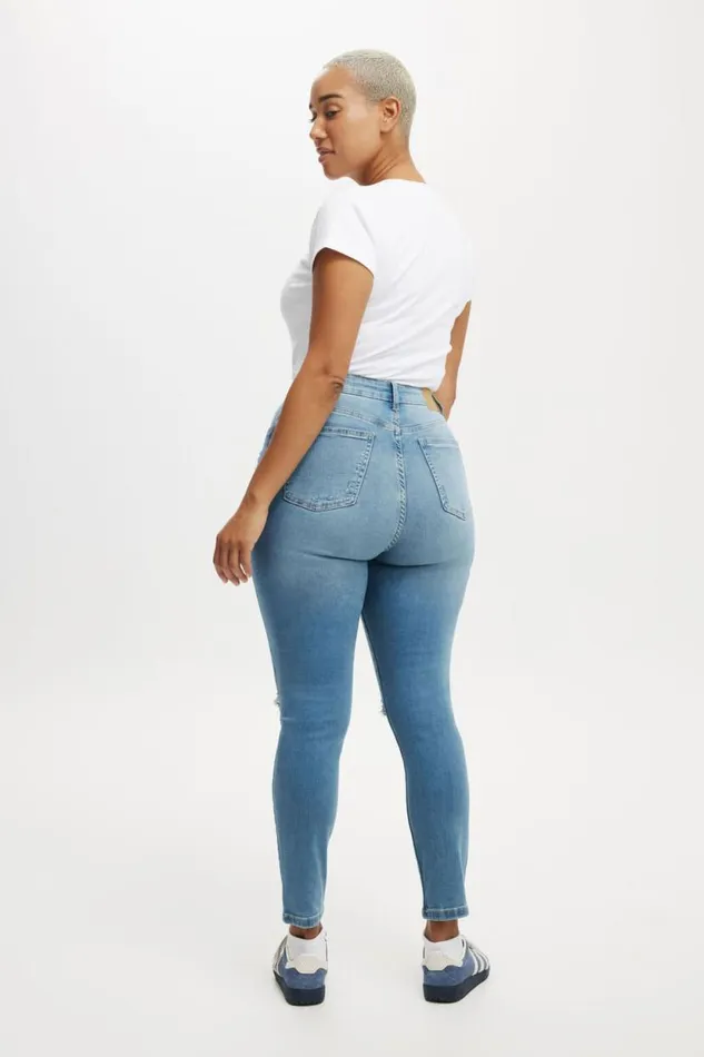 Curvy High Stretch Skinny Jean Bells Blue Rip Women Cotton On Pants Curvy High Stretch Skinny Jean Bells Blue Rip Women Cotton On Pants