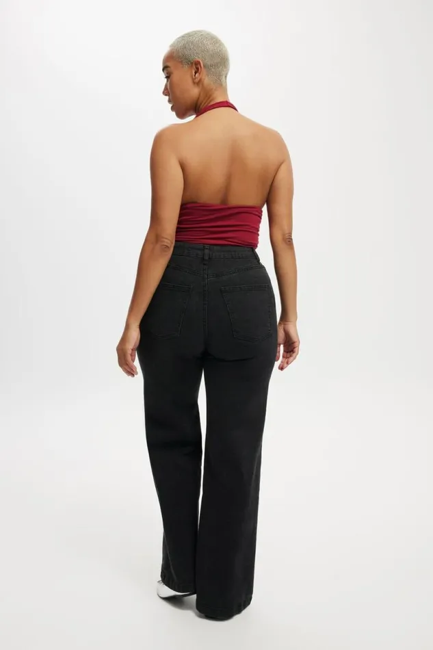 Curvy Stretch Wide Jean Graphite Black Women Cotton On Pants