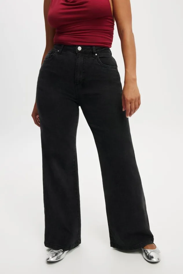 Curvy Stretch Wide Jean Graphite Black Women Cotton On Pants