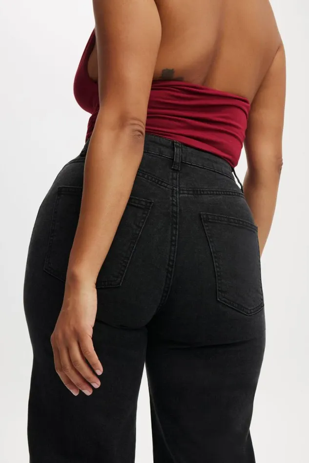 Curvy Stretch Wide Jean Graphite Black Women Cotton On Pants