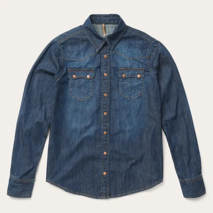 Dark Denim Snap Front Shirt Blue Women Stetson Denim Shirts