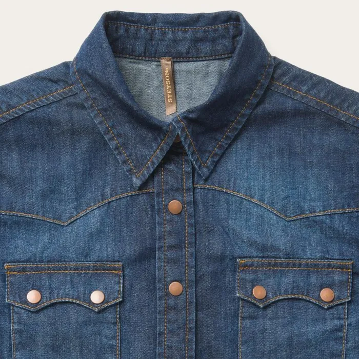 Dark Denim Snap Front Shirt Blue Women Stetson Denim Shirts