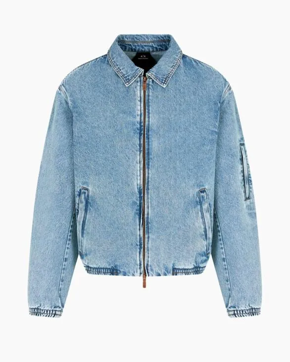 Denim Bomber Jacket Blue Men Armani Matching Sets