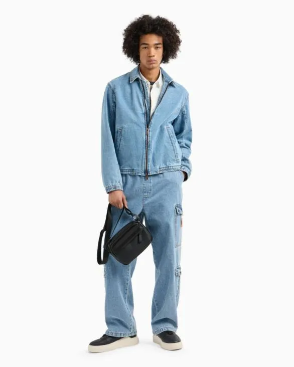 Denim Bomber Jacket Blue Men Armani Matching Sets Denim Bomber Jacket Blue Men Armani Matching Sets