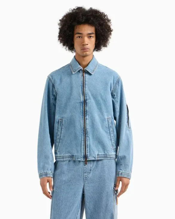 Denim Bomber Jacket Blue Men Armani Matching Sets Denim Bomber Jacket Blue Men Armani Matching Sets