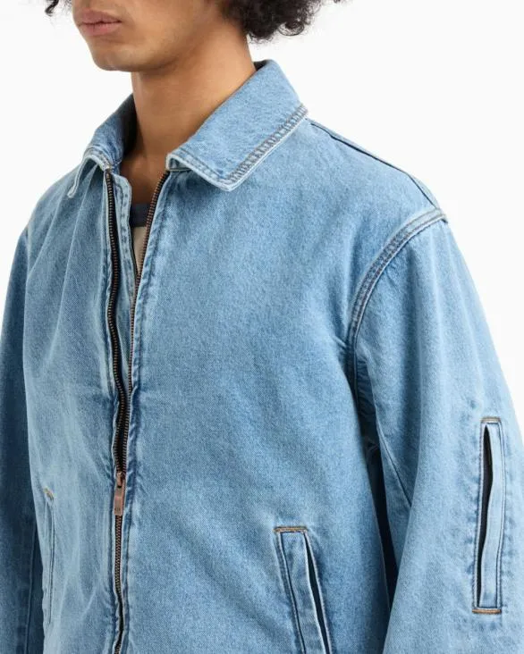 Denim Bomber Jacket Blue Men Armani Matching Sets Denim Bomber Jacket Blue Men Armani Matching Sets