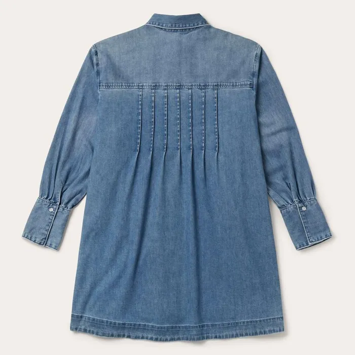 Denim Button Front Shirt Dress Blue Women Stetson Mini