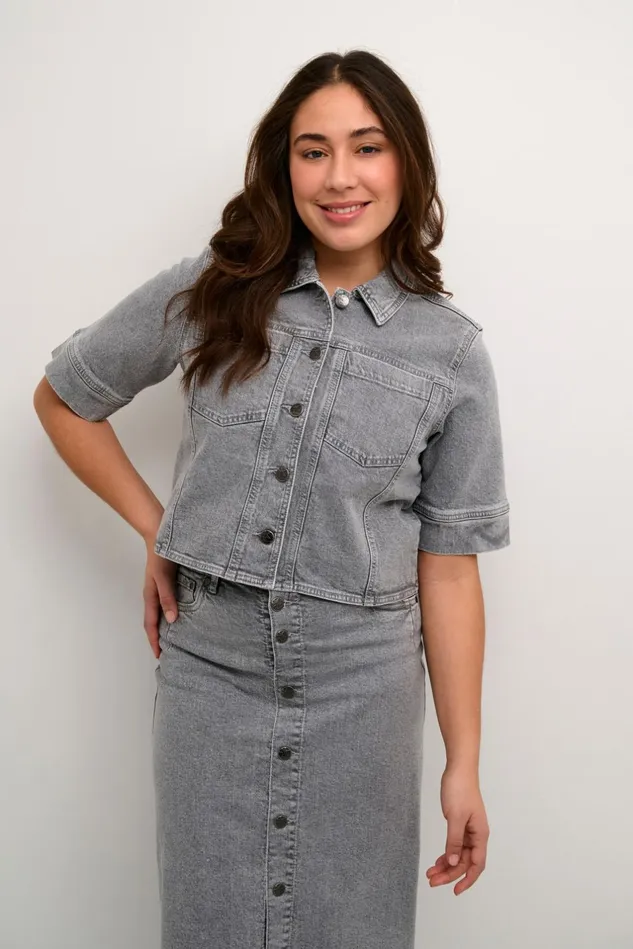 Denim Styles Women CULTURE CUami Denim Jacket Light Grey Wash