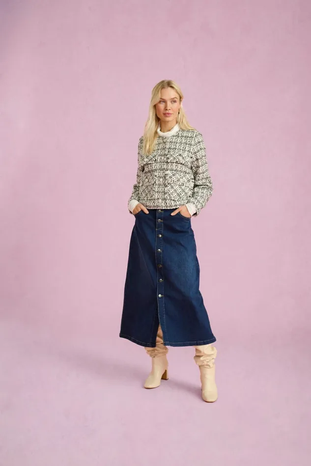 Denim Styles Women CULTURE CUami Denim Skirt Dark Blue Wash