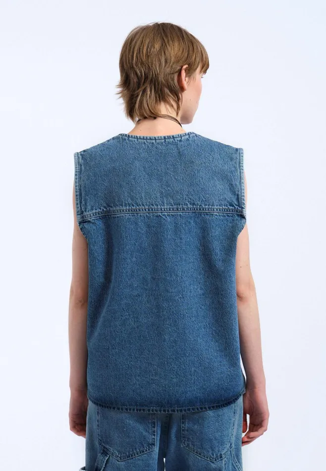 Denver Worker Vest 8211 Stream Sky Retro Contrast Stream Sky Retro Contrast Women Dr Denim Outerwear