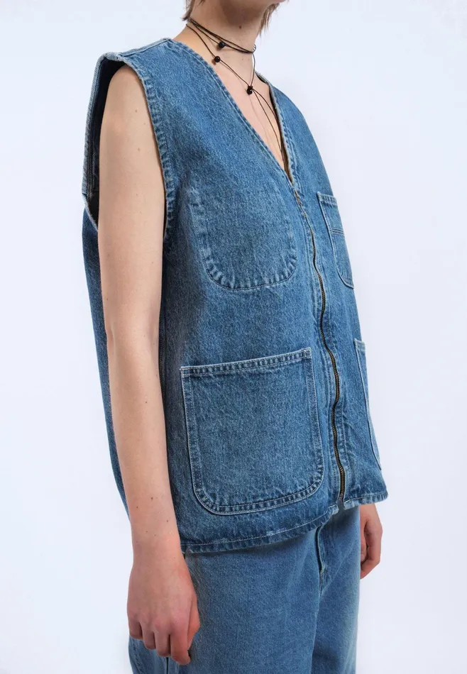 Denver Worker Vest 8211 Stream Sky Retro Contrast Stream Sky Retro Contrast Women Dr Denim Outerwear
