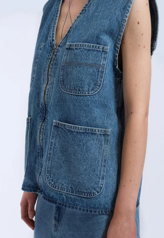 Denver Worker Vest 8211 Stream Sky Retro Contrast Stream Sky Retro Contrast Women Dr Denim Outerwear
