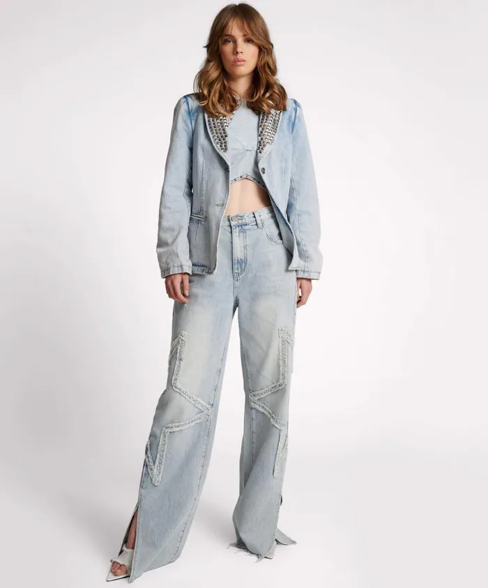 DIAMONDE STUDDED DENIM BLAZER Women One Teaspoon Denim Jackets DIAMONDE STUDDED DENIM BLAZER Women One Teaspoon Denim Jackets