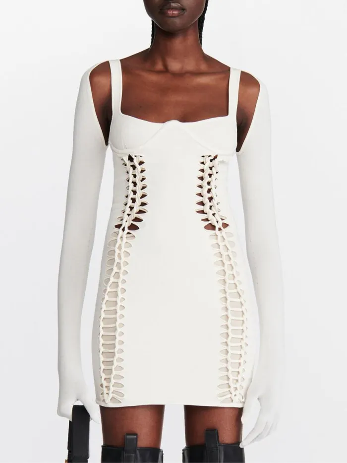 Dion Lee Dresses LAYERED BRAIDED MINI DRESS Ivorybirch 8211 Shop