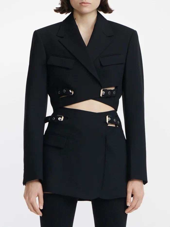 Dion Lee Outerwear INTERLOCK CROPPED BLAZER Black 8211 Shop