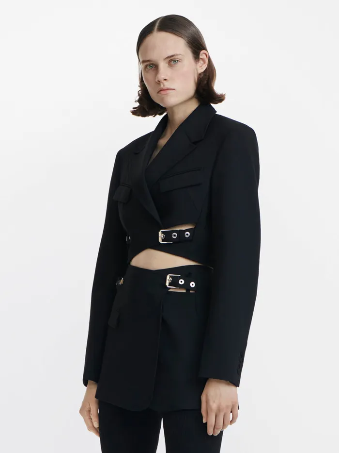 Dion Lee Outerwear INTERLOCK CROPPED BLAZER Black 8211 Shop