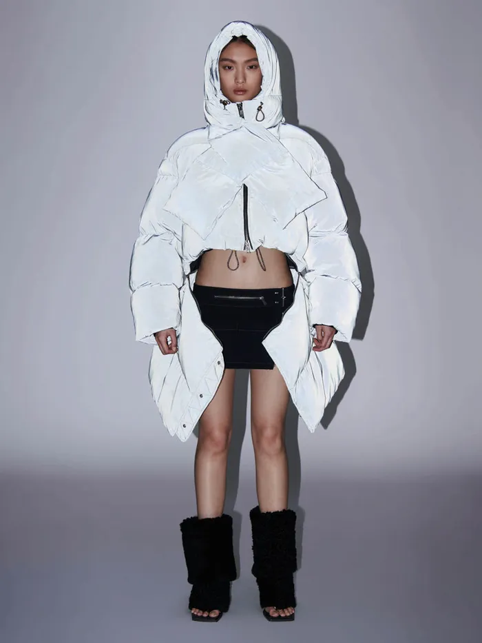 Dion Lee Outerwear ZIP AWAY PUFFER Black Reflective 8211 UnisexShop