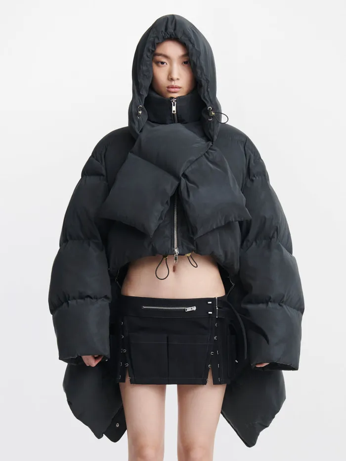 Dion Lee Outerwear ZIP AWAY PUFFER Black Reflective 8211 UnisexShop