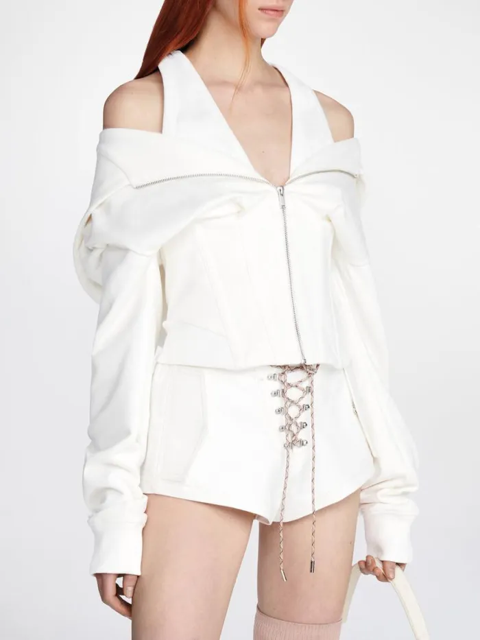 Dion Lee Tops LAYERED CORSET HOODIE Ivory 8211 Shop