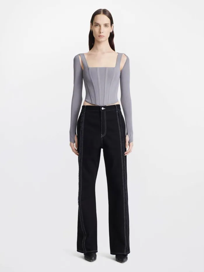 Dion Lee Tops POINTELLE CORSET LS TOP Pewter 8211 Shop