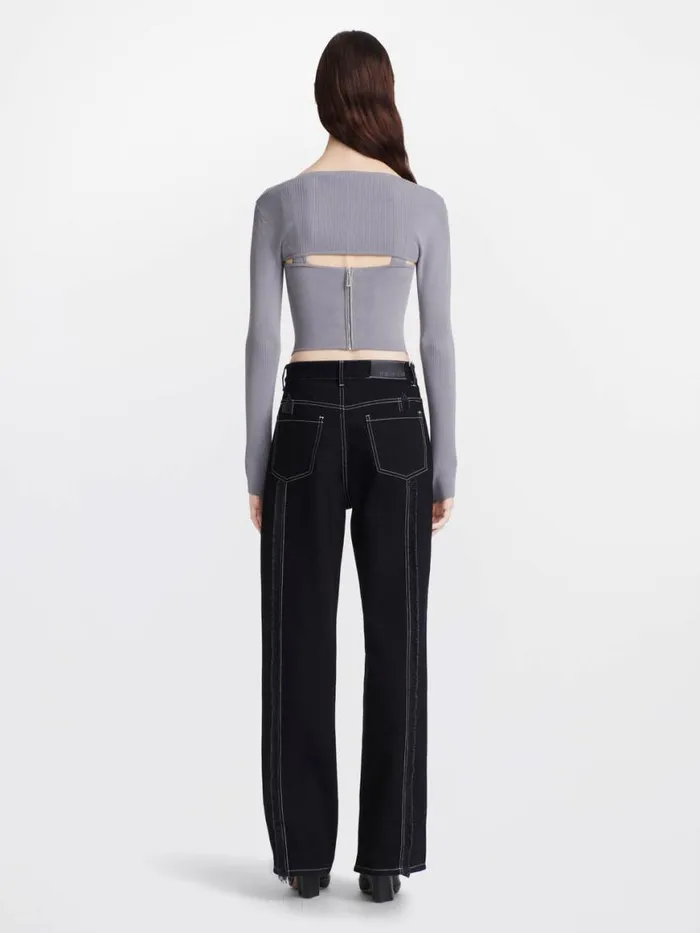 Dion Lee Tops POINTELLE CORSET LS TOP Pewter 8211 Shop