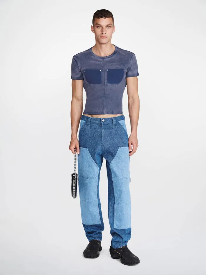 Dion Lee Tops SPRAYED SHRUNKEN RIVET TEE Washed American Blue 8211 UnisexShop Dion Lee Tops SPRAYED SHRUNKEN RIVET TEE Washed American Blue 8211 UnisexShop
