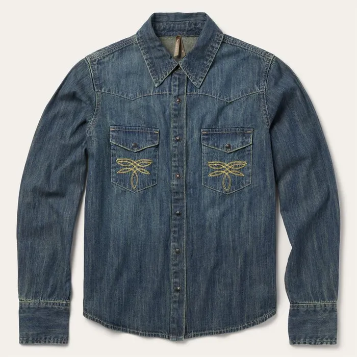 Dirty Denim Boyfriend Fit Shirt Blue Women Stetson Western Shirts