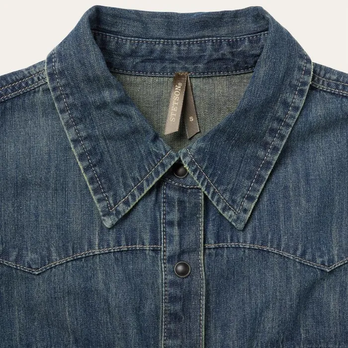 Dirty Denim Boyfriend Fit Shirt Blue Women Stetson Western Shirts