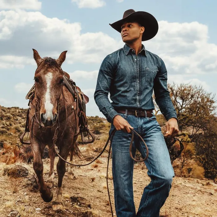 Dirty Denim Western Shirt Blue Men Stetson Denim Shirts