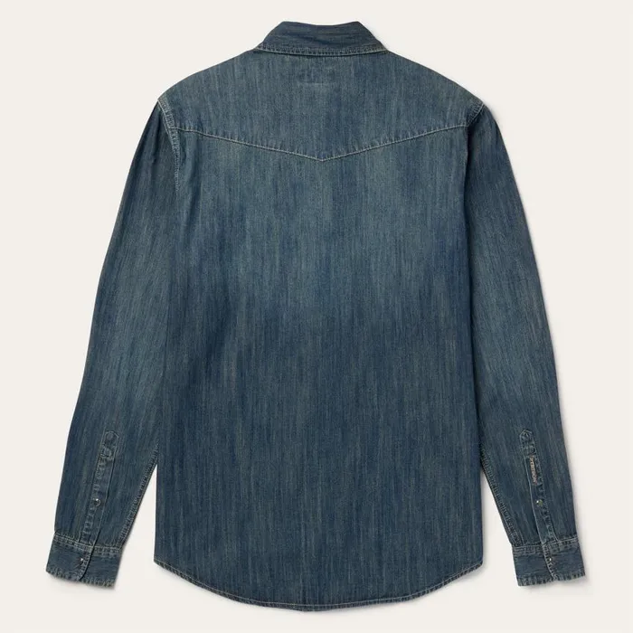 Dirty Denim Western Shirt Blue Men Stetson Denim Shirts