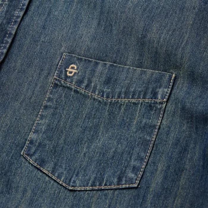 Dirty Denim Western Shirt Blue Men Stetson Denim Shirts