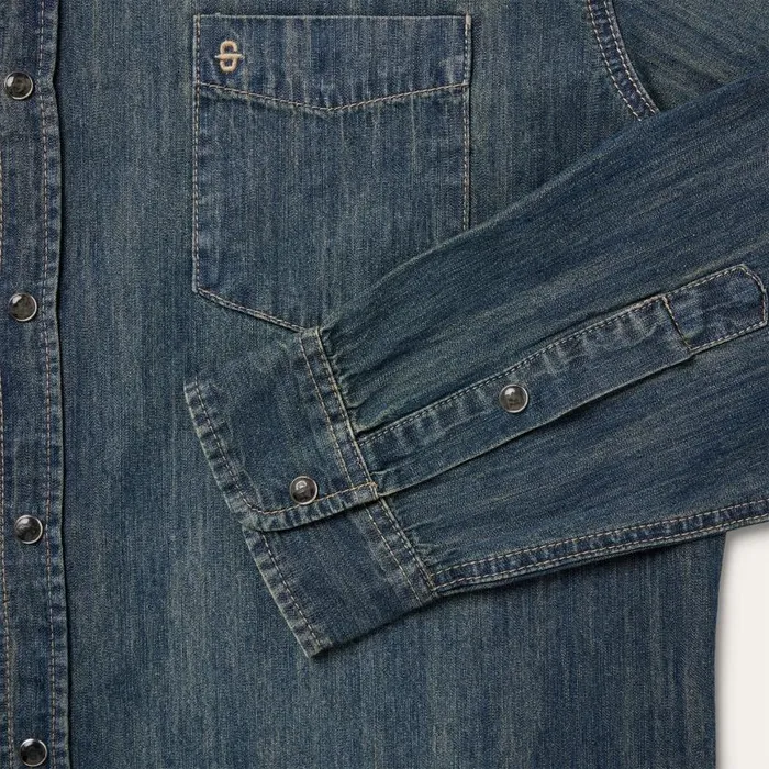Dirty Denim Western Shirt Blue Men Stetson Denim Shirts