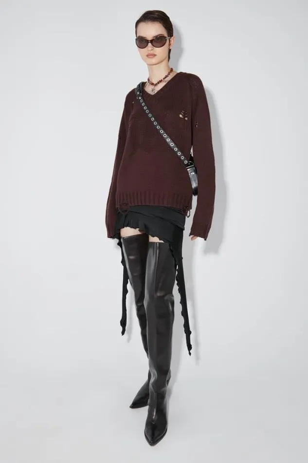 Distressed Knit Brown Women MISBHV Knitwear