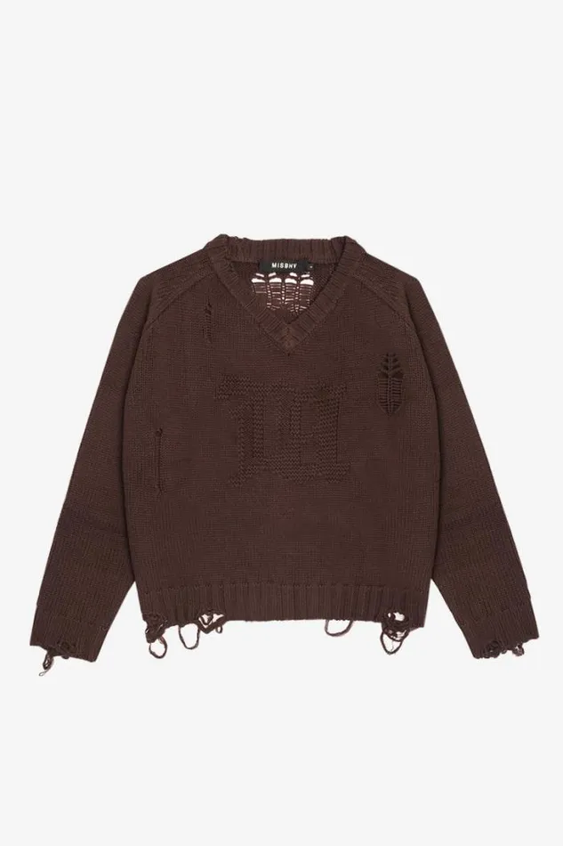 Distressed Knit Brown Women MISBHV Knitwear