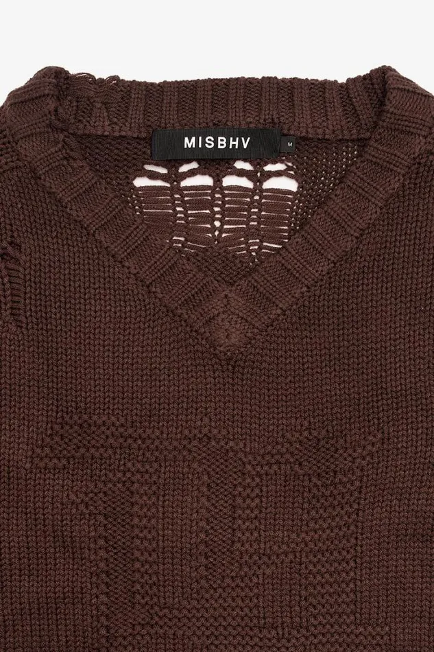 Distressed Knit Brown Women MISBHV Knitwear