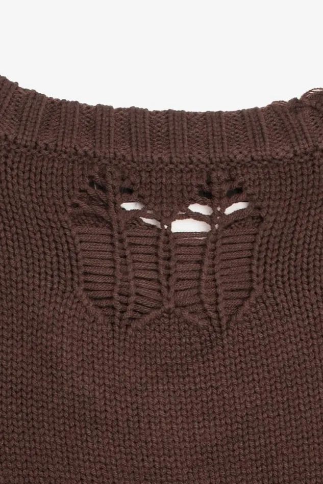 Distressed Knit Brown Women MISBHV Knitwear