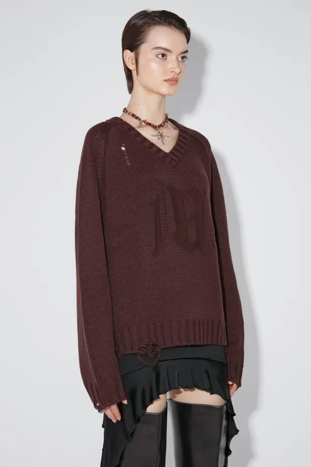 Distressed Knit Brown Women MISBHV Knitwear