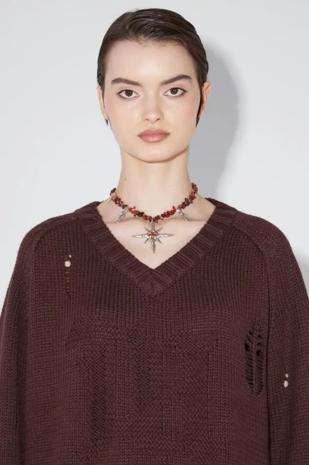 Distressed Knit Brown Women MISBHV Knitwear