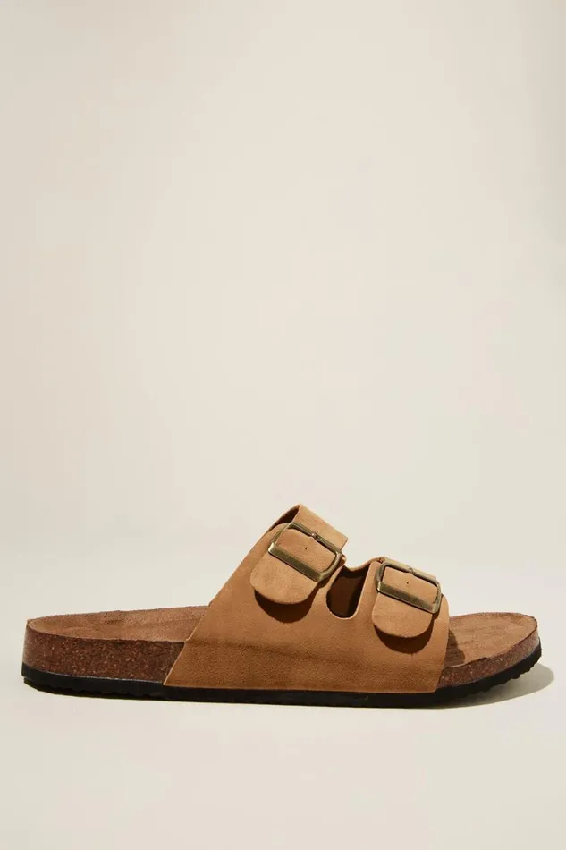 Double Buckle Sandal Brown Men Cotton On Shoes