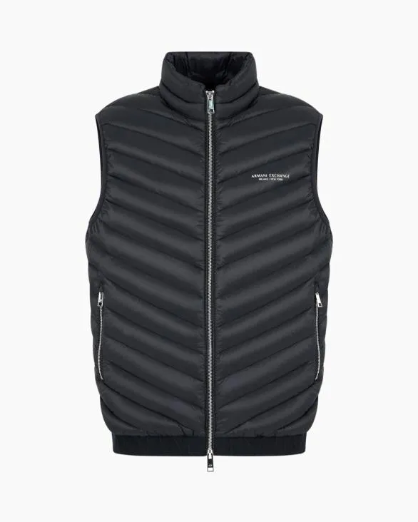 Doubleface Padded Sleeveless Down Jacket Black Men Armani Outerwear