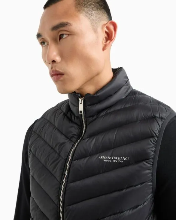 Doubleface Padded Sleeveless Down Jacket Black Men Armani Outerwear Doubleface Padded Sleeveless Down Jacket Black Men Armani Outerwear