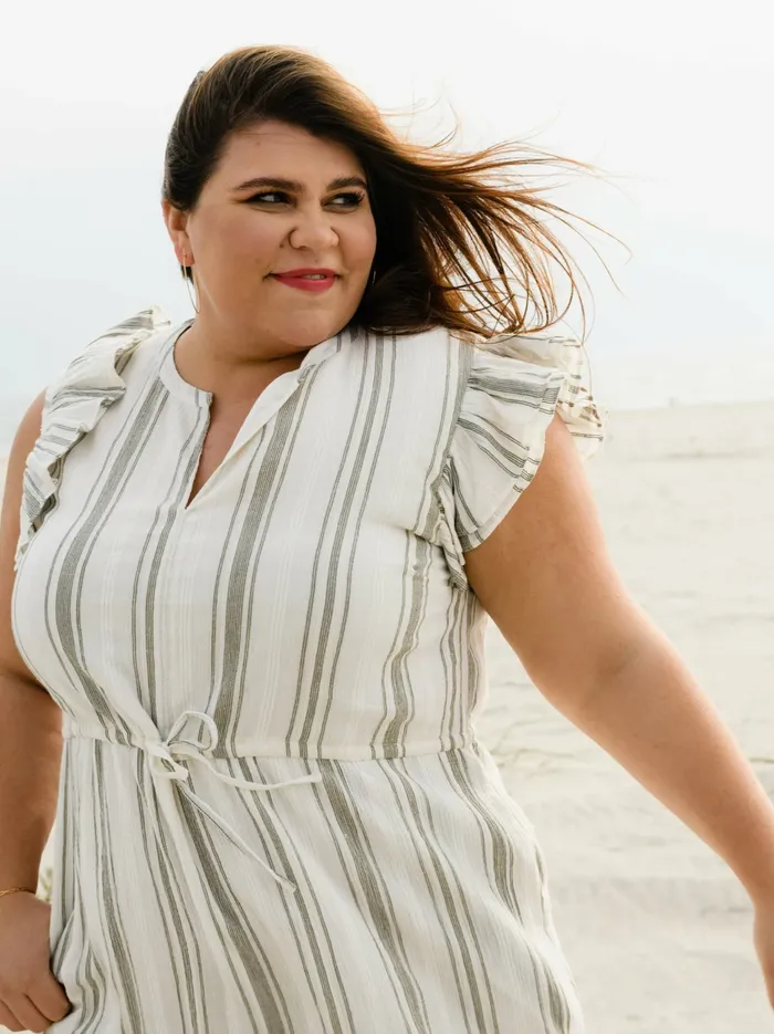 Dresses and Jumpsuits Able Women Caralyn Dress WhiteGray Stripe