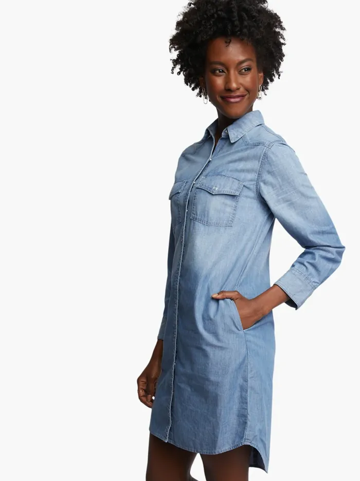 Dresses and Jumpsuits Syra Denim Dress Sky Blue Wash 8211 Able Women