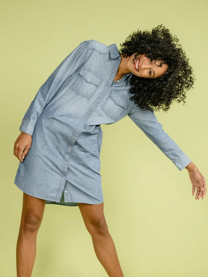 Dresses and Jumpsuits Syra Denim Dress Sky Blue Wash 8211 Able Women