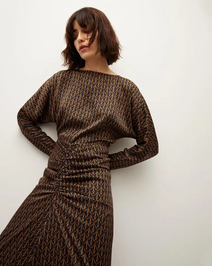 Dresses Shop Veronica Beard Sabri StirrupPrint Dress Navy Multi