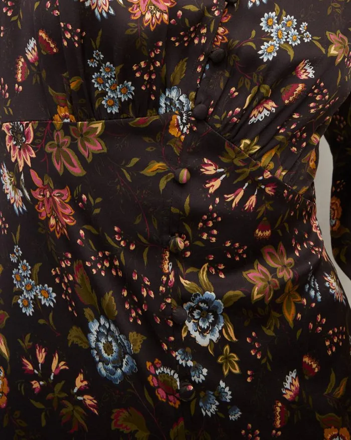 Dresses Shop Veronica Beard Terina Floral StretchSilk Dress Black Multi