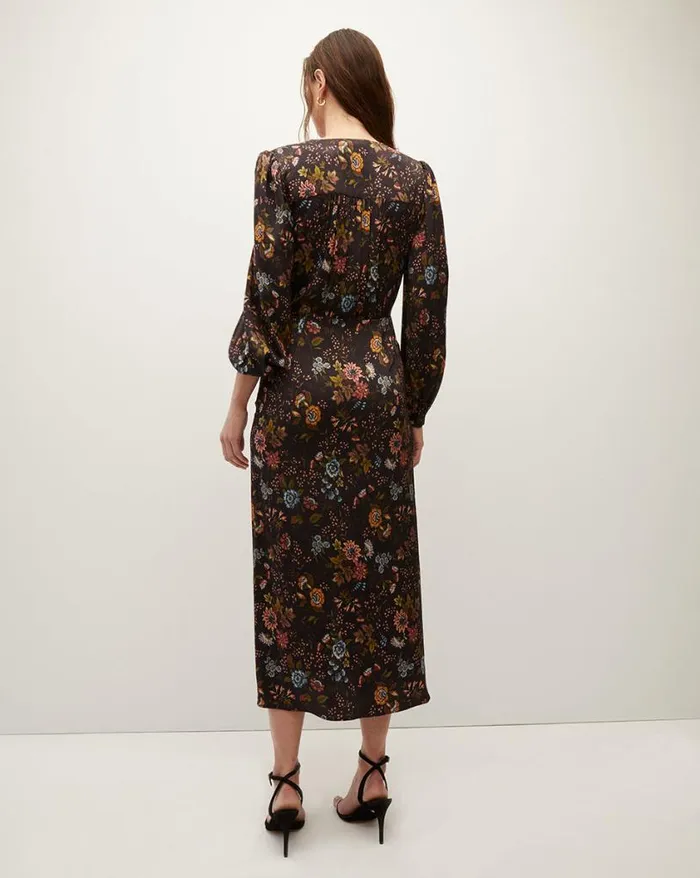 Dresses Shop Veronica Beard Terina Floral StretchSilk Dress Black Multi
